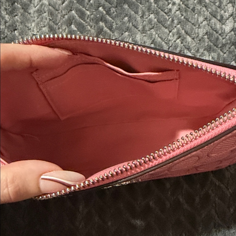 Coach Pink Pastel Embossed Leather Wristlet Bag - Picture 2 of 3